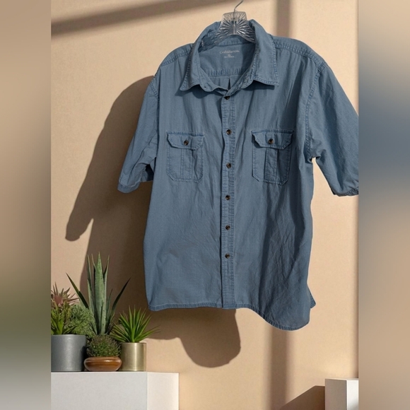 Croft & Barrow Denim Blue Casual Button Down Shirt Size X-Large (EUC) - Picture 2 of 11